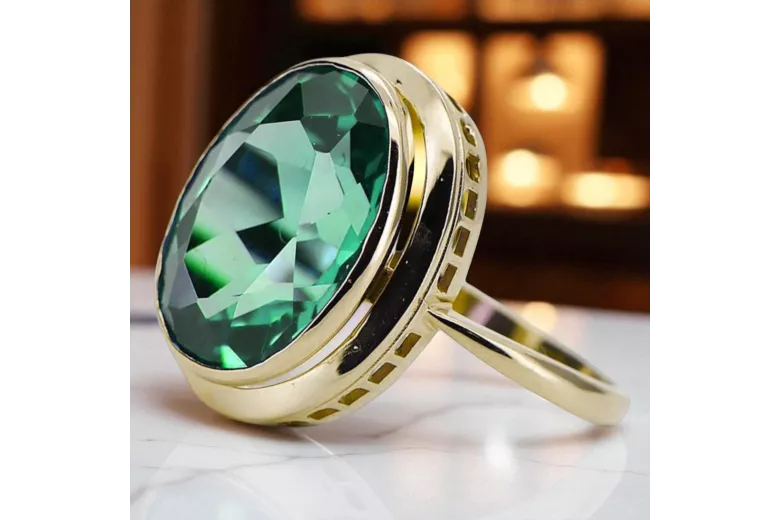 Žiedas Smeraldai 14k geltono aukso Vintažiniai amatai vrc285y